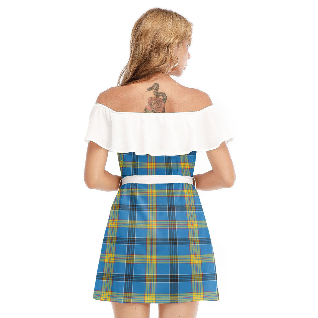 Laing Tartan Plaid Off-shoulder Dress With Ruffle