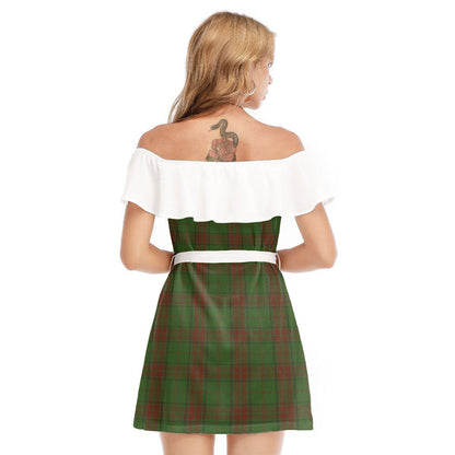 Maxwell Hunting Tartan Plaid Off-shoulder Dress With Ruffle