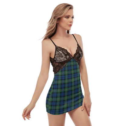 Forbes Ancient Tartan Plaid Back Straps Cami Dress With Lace