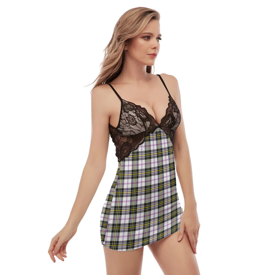 MacPherson Dress Modern Tartan Plaid Back Straps Cami Dress With Lace