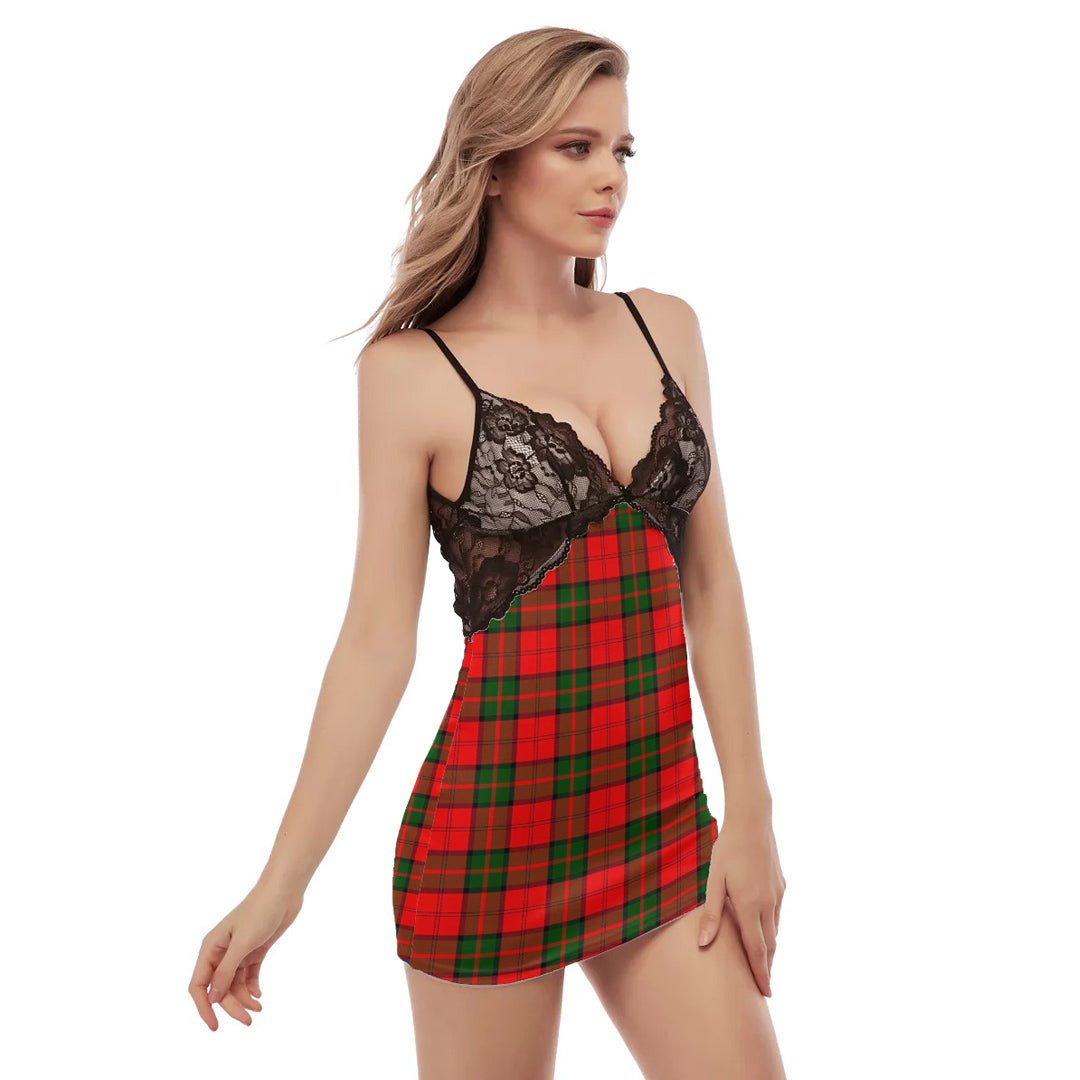 Dunbar Modern Tartan Plaid Back Straps Cami Dress With Lace