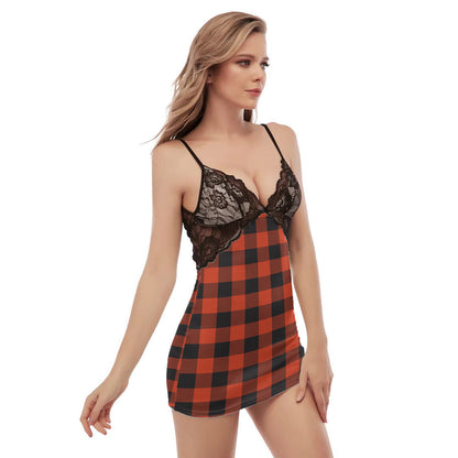 Rob Roy MacGregor Ancient Tartan Plaid Back Straps Cami Dress With Lace