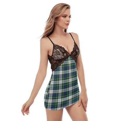 Gordon Dress Ancient Tartan Plaid Back Straps Cami Dress With Lace