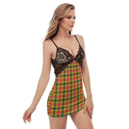 Baxter Tartan Plaid Back Straps Cami Dress With Lace