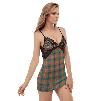 Wilson Ancient Tartan Plaid Back Straps Cami Dress With Lace