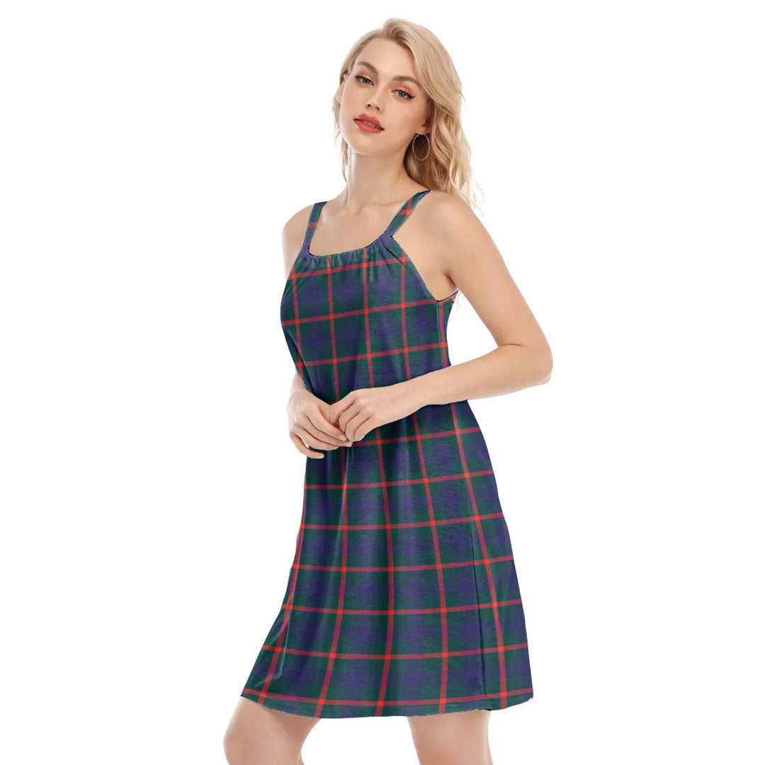 Agnew Modern Tartan Plaid O-neck Cami Dress