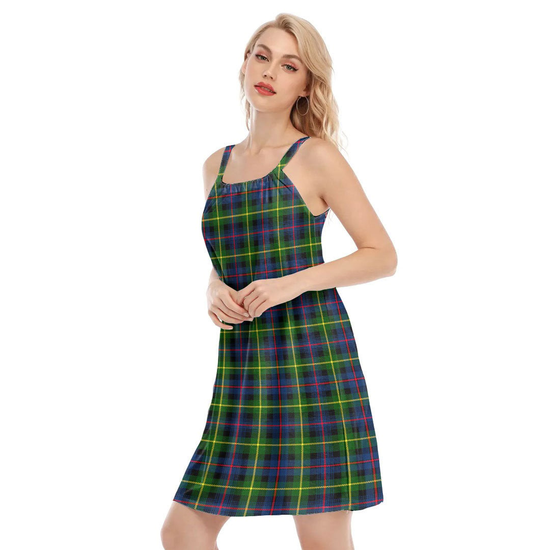 Farquharson Modern Tartan Plaid O-neck Cami Dress