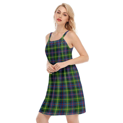 Farquharson Modern Tartan Plaid O-neck Cami Dress