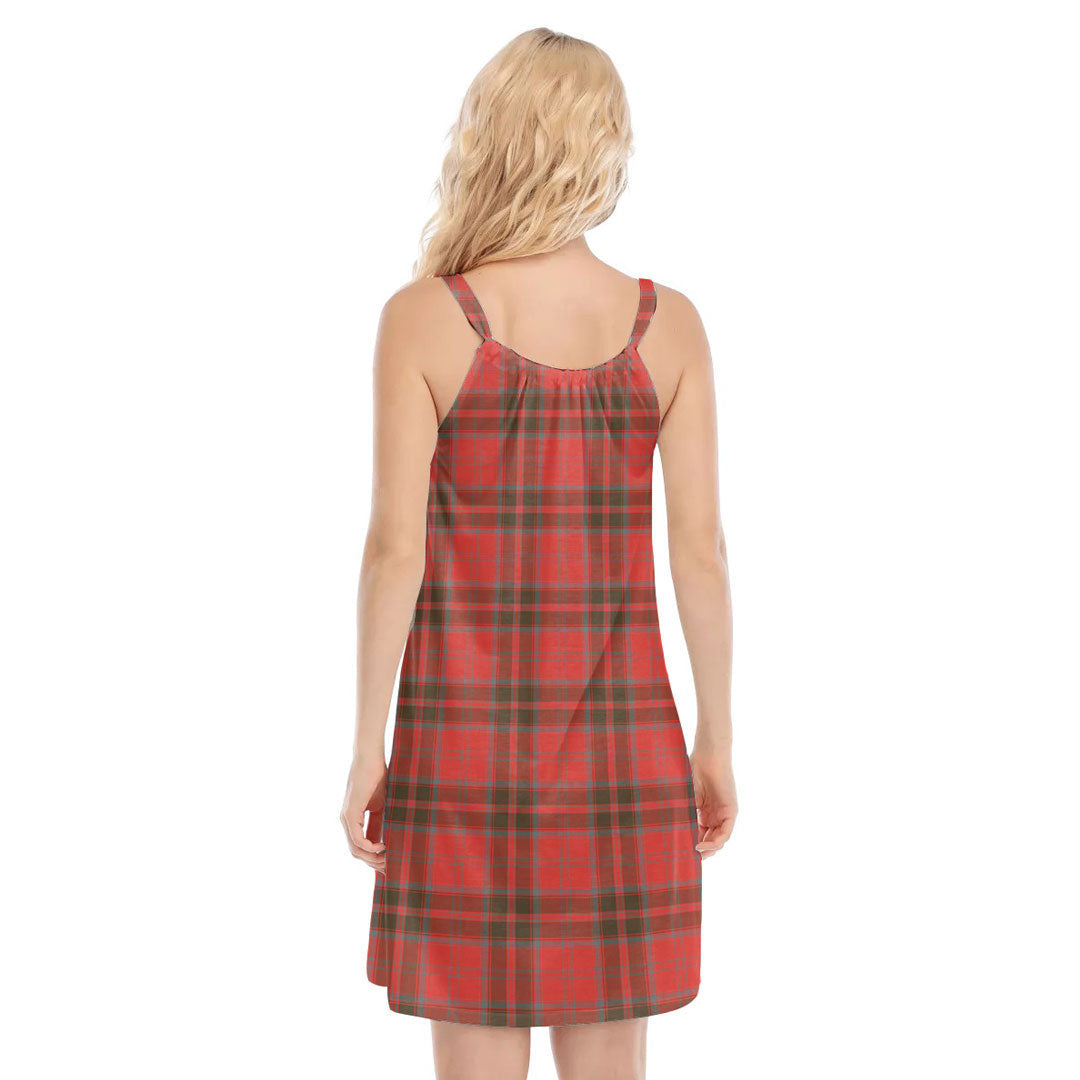 Grant Weathered Tartan Plaid O-neck Cami Dress