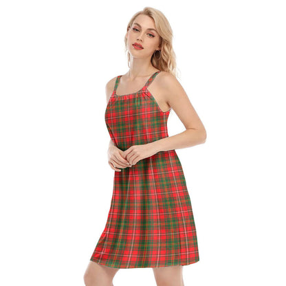 Hay Modern Tartan Plaid O-neck Cami Dress