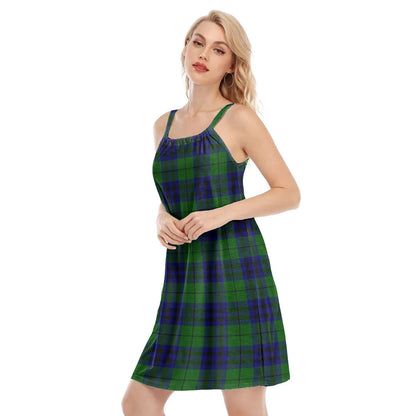 Keith Modern Tartan Plaid O-neck Cami Dress