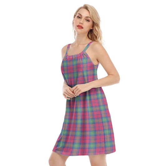 Lindsay Ancient Tartan Plaid O-neck Cami Dress