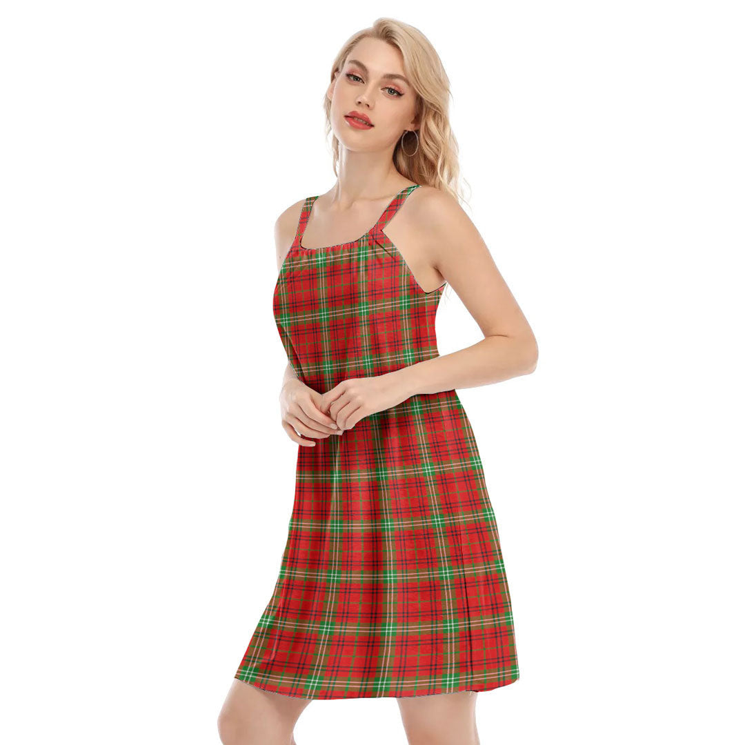 Morrison Red Modern Tartan Plaid O-neck Cami Dress