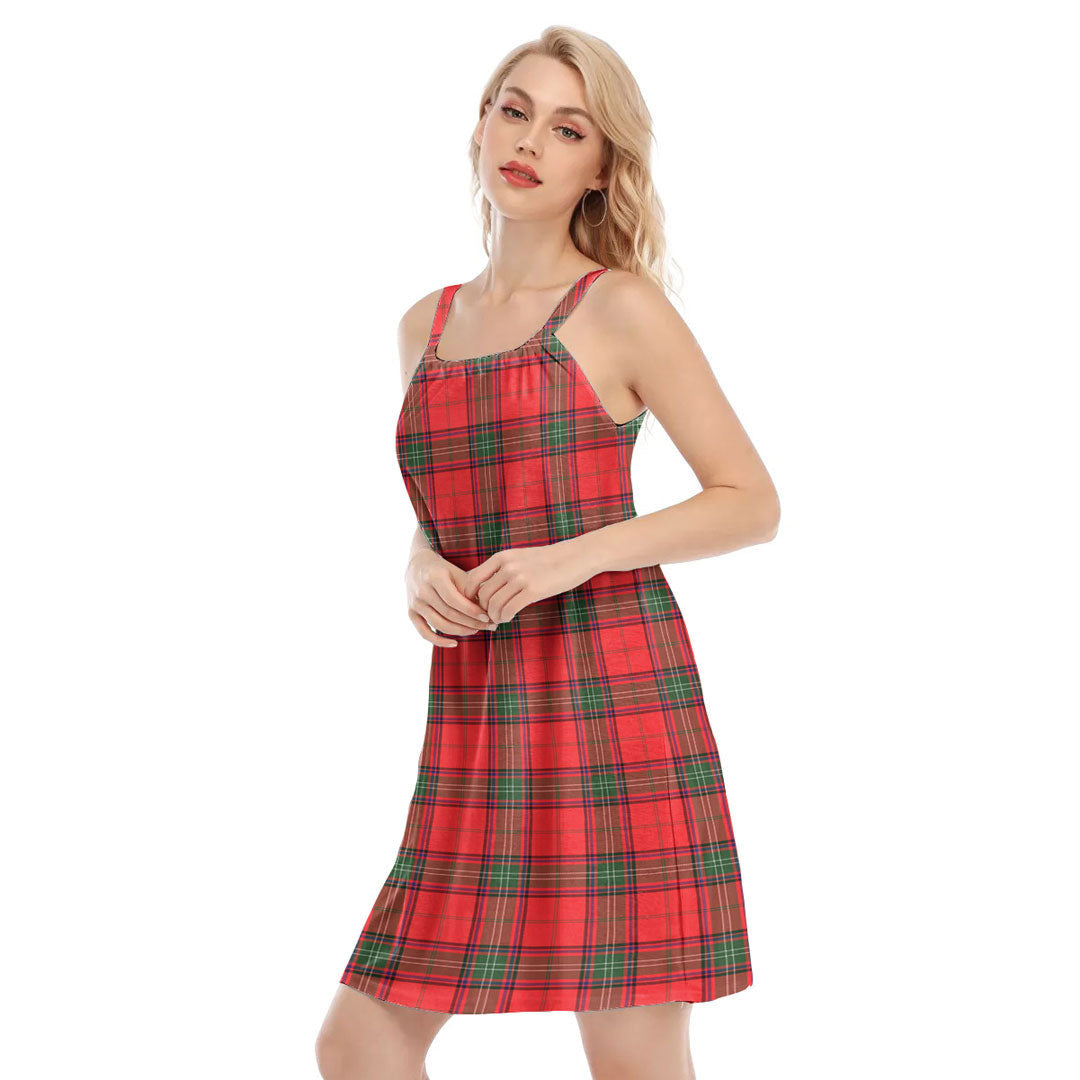 Seton Modern Tartan Plaid O-neck Cami Dress