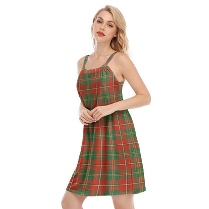 Hay Ancient Tartan Plaid O-neck Cami Dress