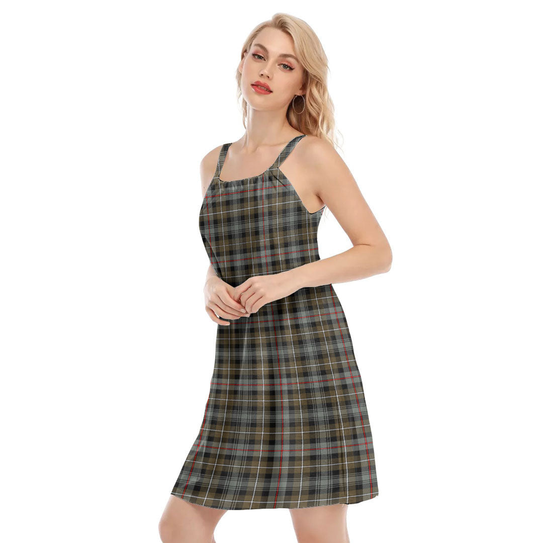 MacKenzie Weathered Tartan Plaid O-neck Cami Dress