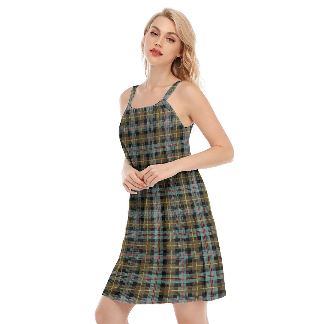 Farquharson Weathered Tartan Plaid O-neck Cami Dress