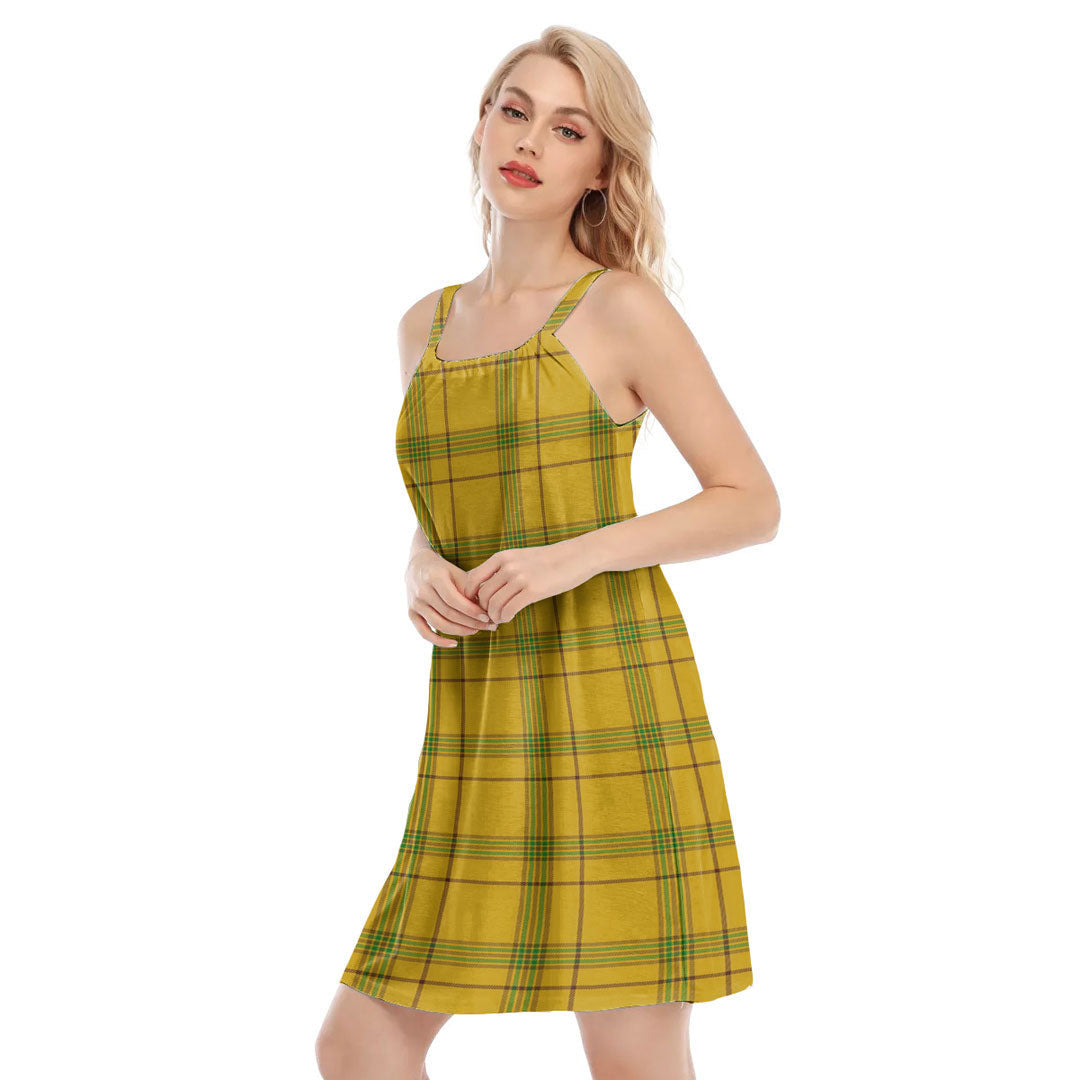 Houston Tartan Plaid O-neck Cami Dress