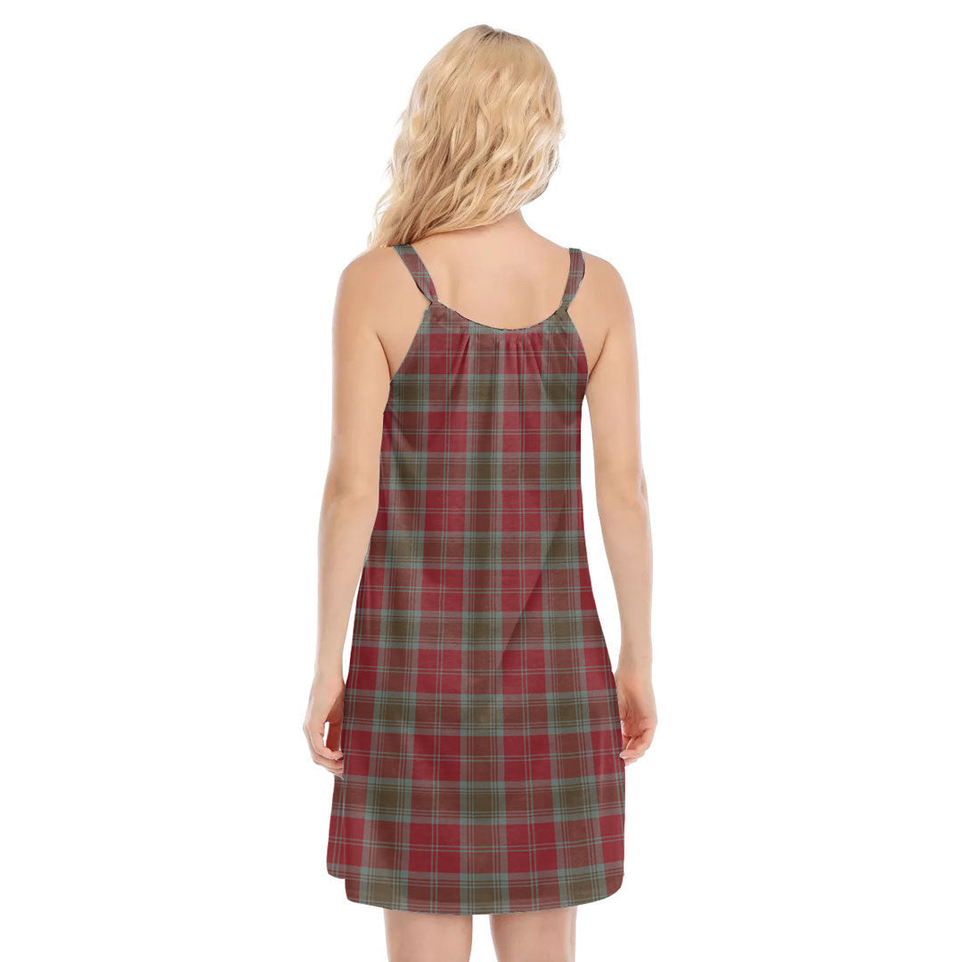 Lindsay Weathered Tartan Plaid O-neck Cami Dress