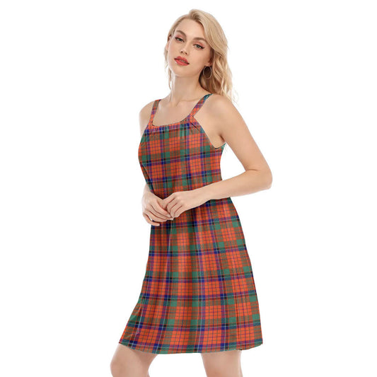 Nicolson Ancient Tartan Plaid O-neck Cami Dress