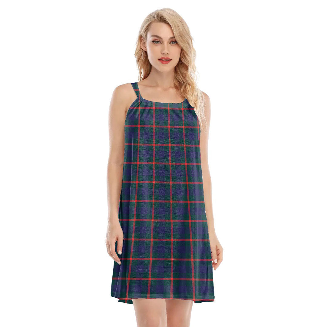 Agnew Modern Tartan Plaid O-neck Cami Dress