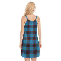 Home Ancient Tartan Plaid O-neck Cami Dress