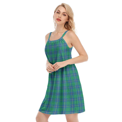 Irvine Ancient Tartan Plaid O-neck Cami Dress