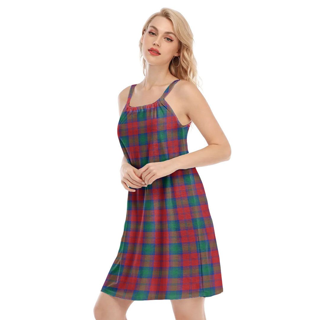 Lindsay Modern Tartan Plaid O-neck Cami Dress