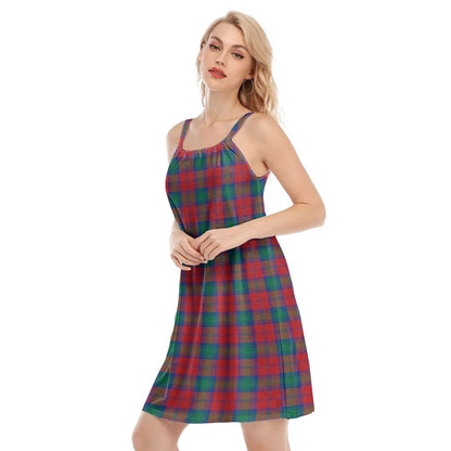 Lindsay Modern Tartan Plaid O-neck Cami Dress