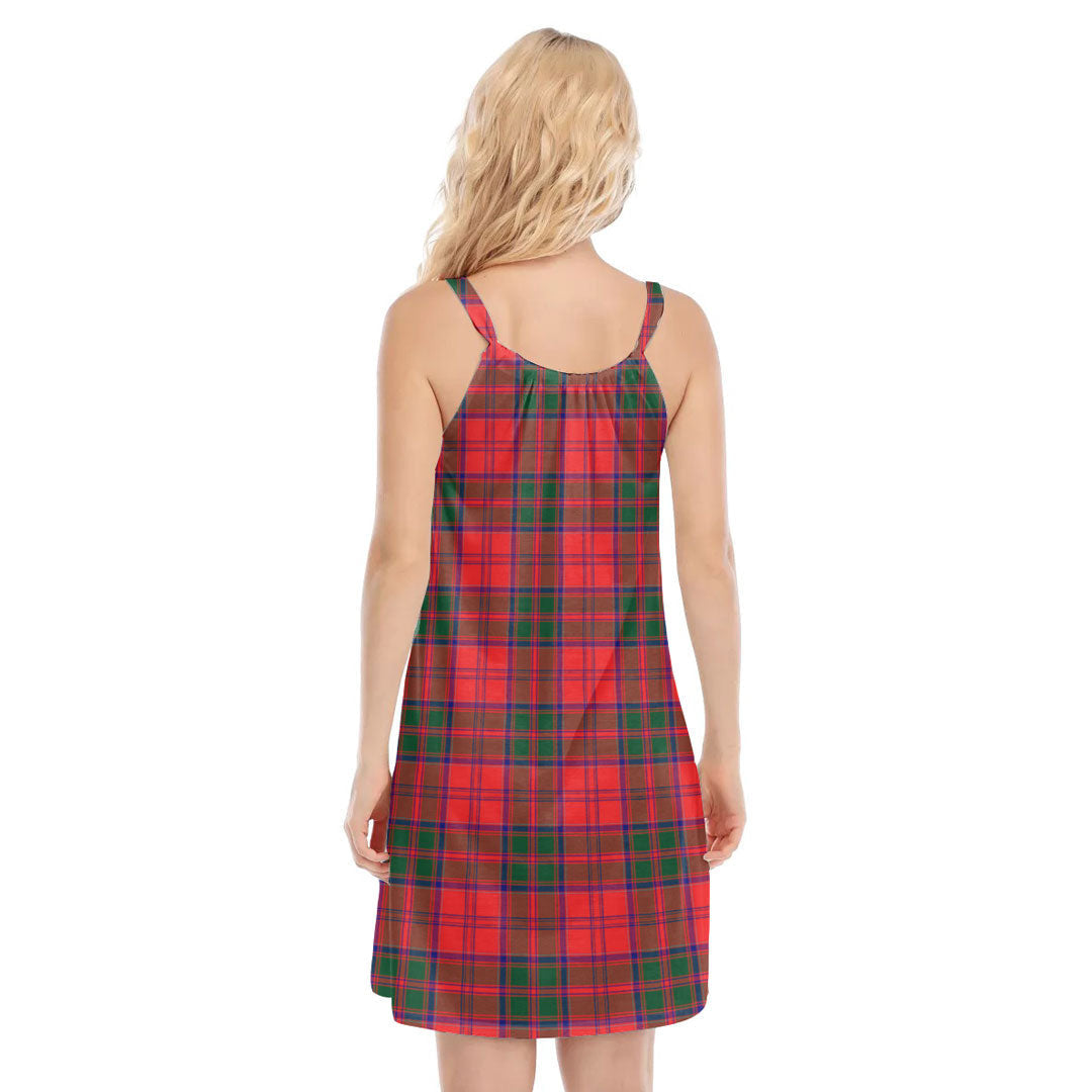 Drummond Modern Tartan Plaid O-neck Cami Dress