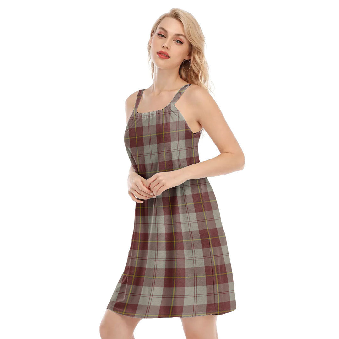 Cunningham Burgundy Dancers Tartan Plaid O-neck Cami Dress