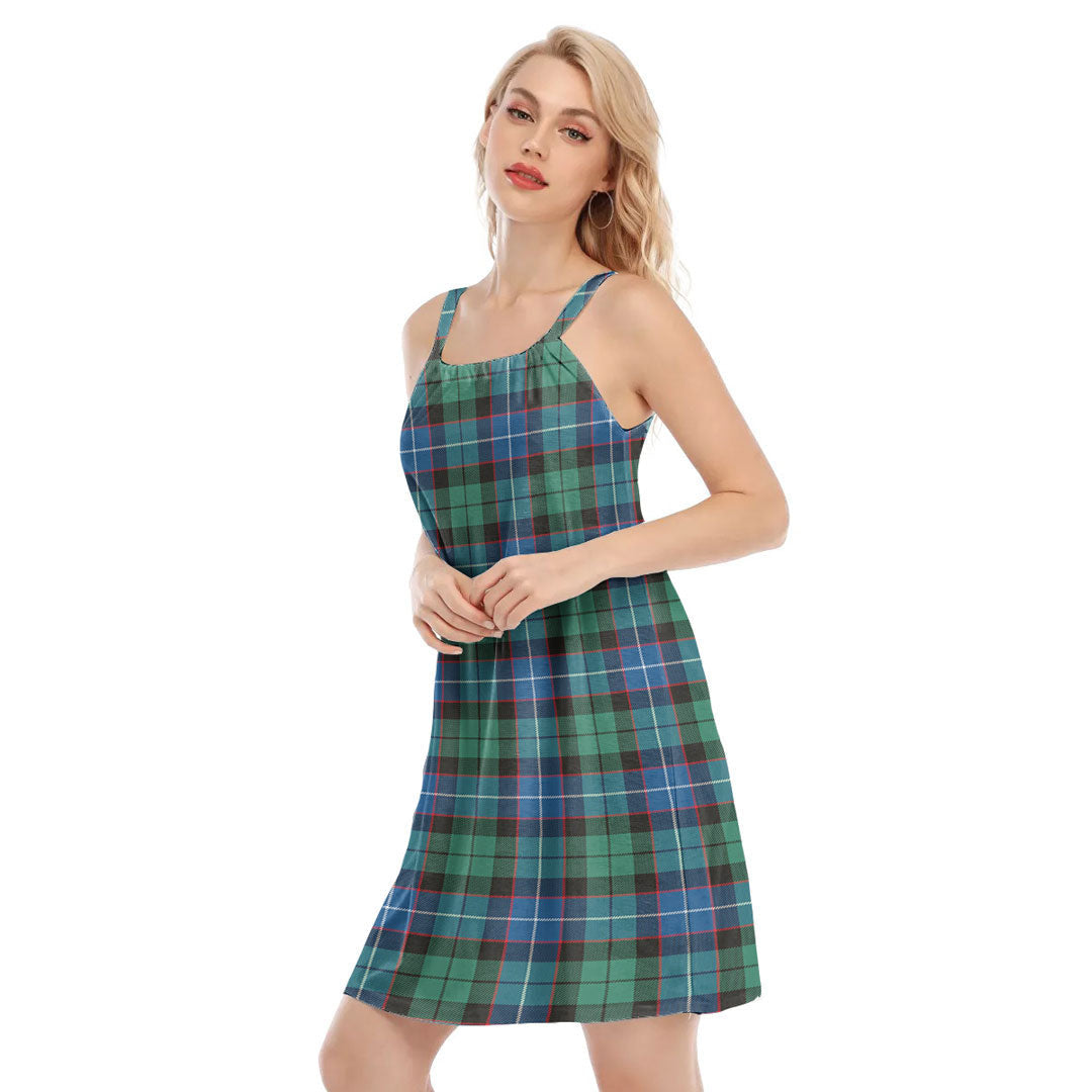 Hunter Ancient Tartan Plaid O-neck Cami Dress