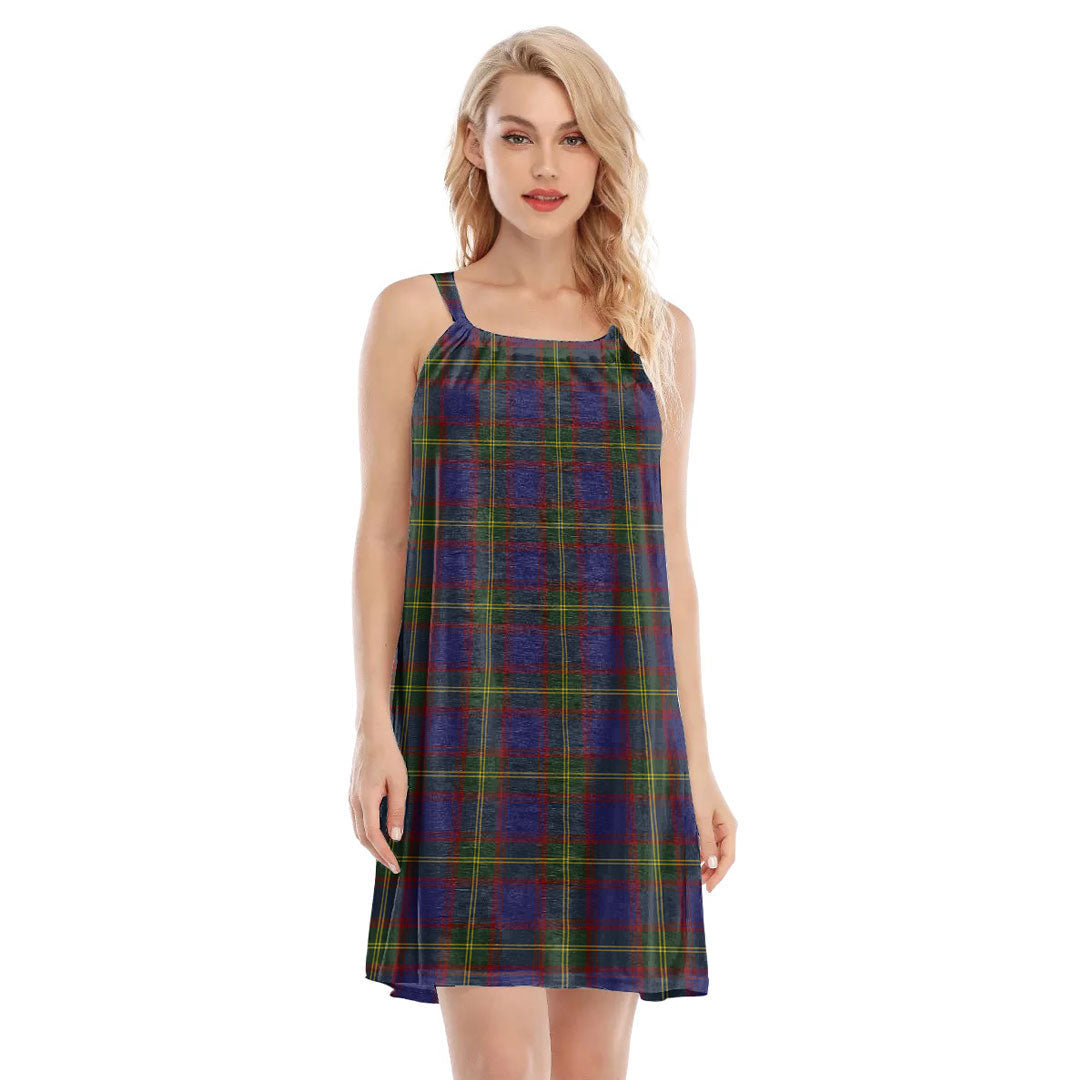 Durie Tartan Plaid O-neck Cami Dress