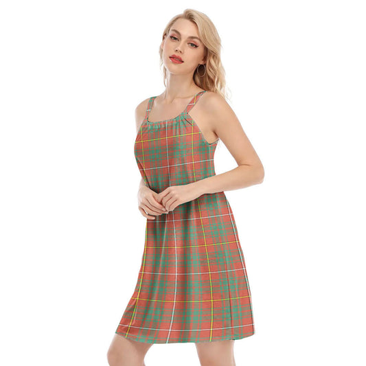 Bruce Ancient Tartan Plaid O-neck Cami Dress