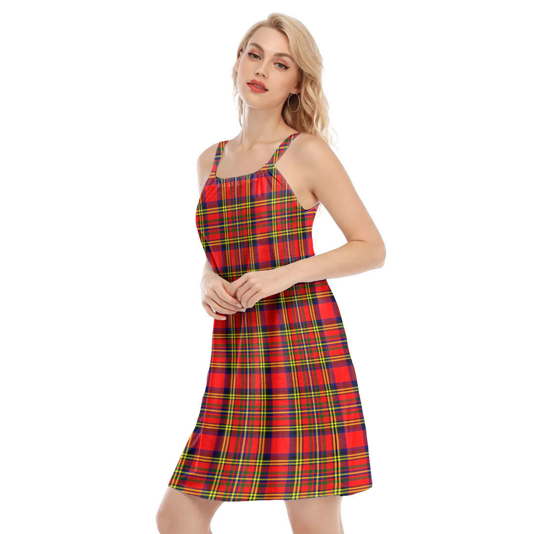 Hepburn Tartan Plaid O-neck Cami Dress