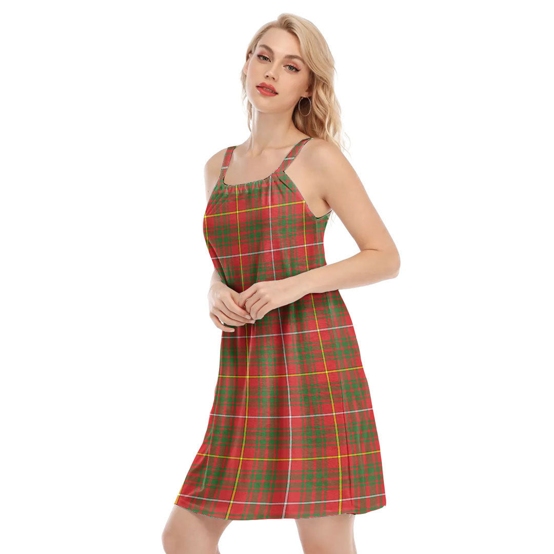 Bruce Modern Tartan Plaid O-neck Cami Dress