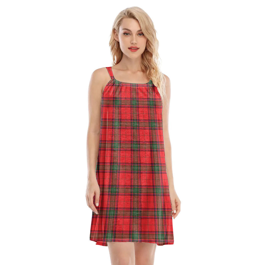 Seton Modern Tartan Plaid O-neck Cami Dress