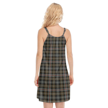 MacKenzie Weathered Tartan Plaid O-neck Cami Dress