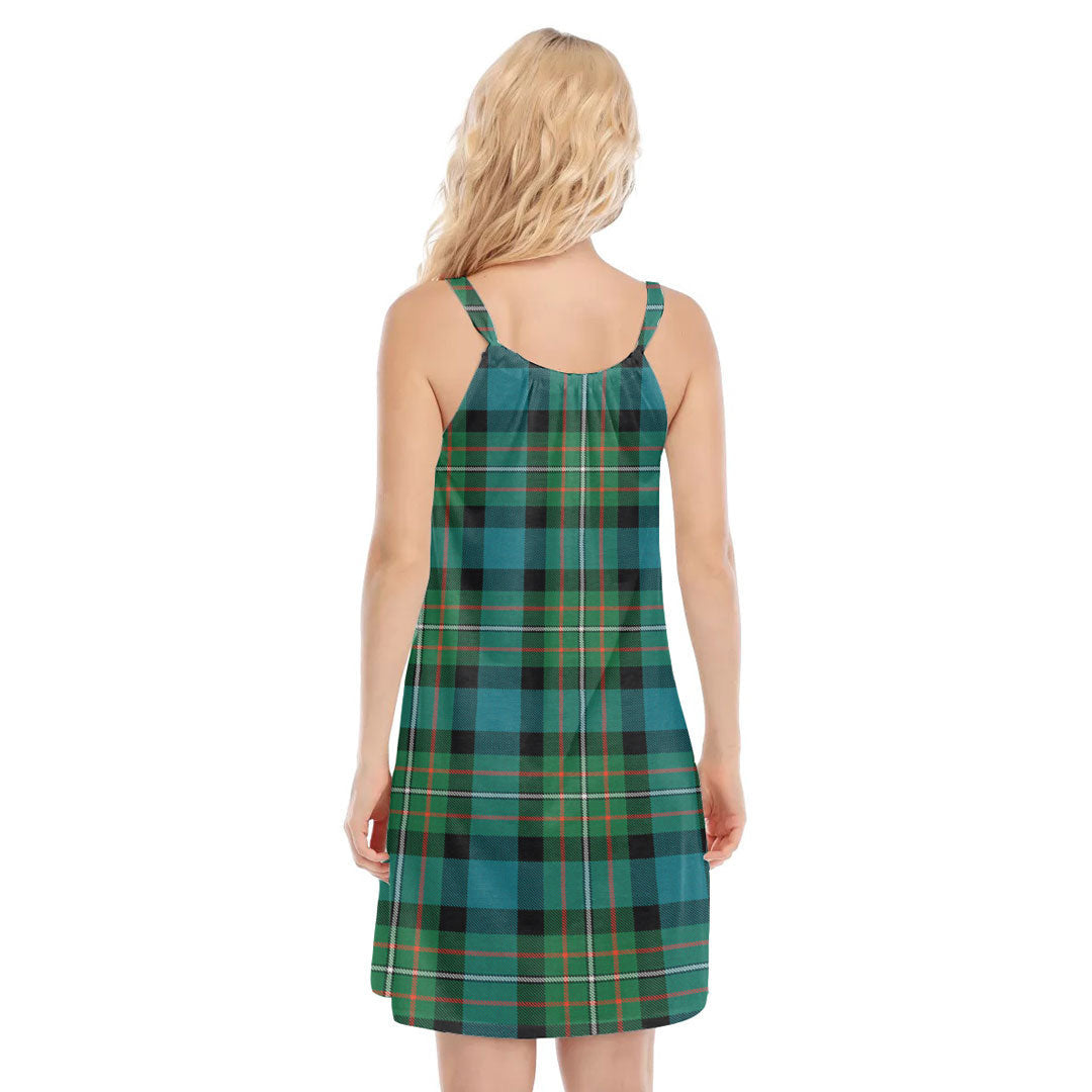 FERGUSON ANCIENT Tartan Plaid O-neck Cami Dress