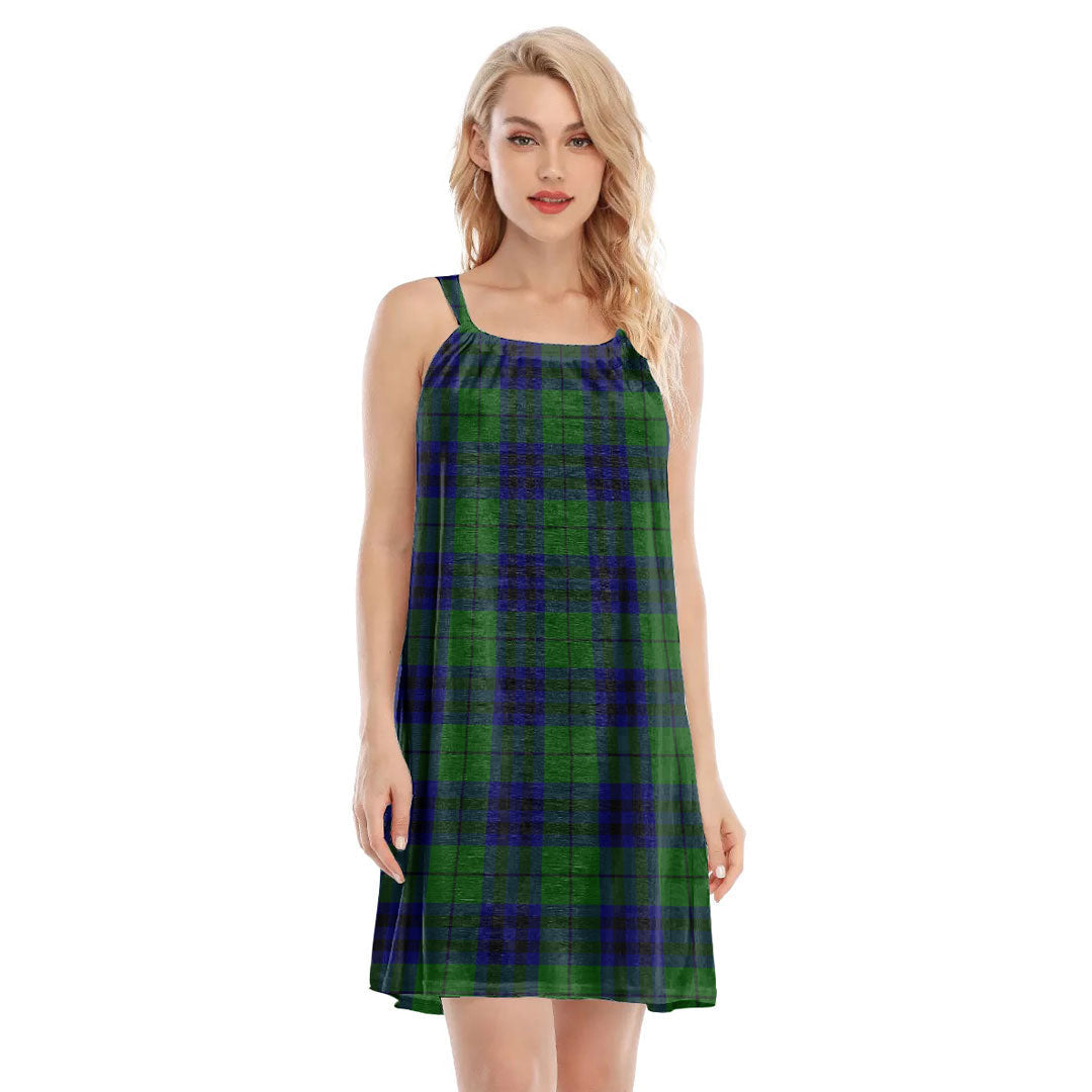 Keith Modern Tartan Plaid O-neck Cami Dress