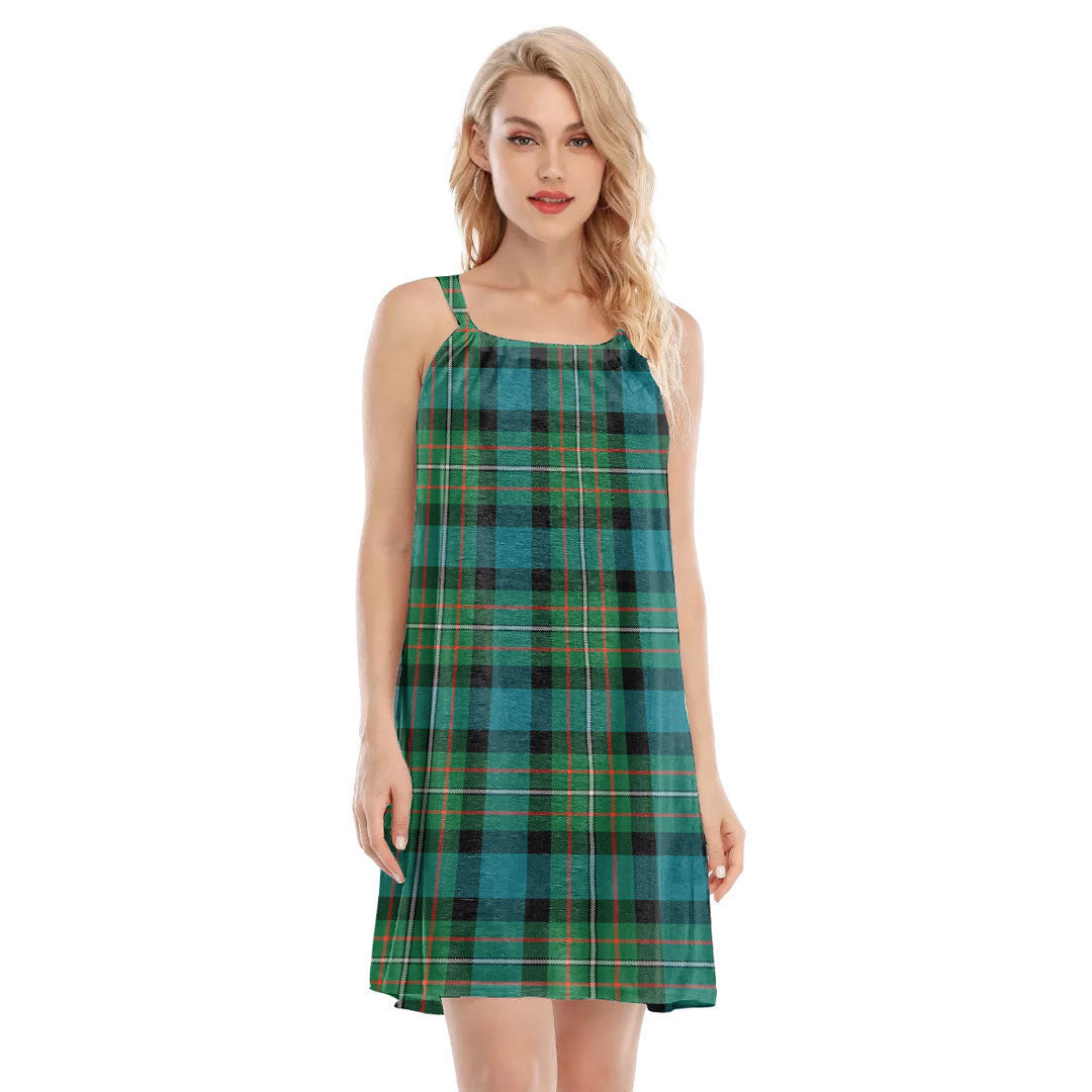 FERGUSON ANCIENT Tartan Plaid O-neck Cami Dress