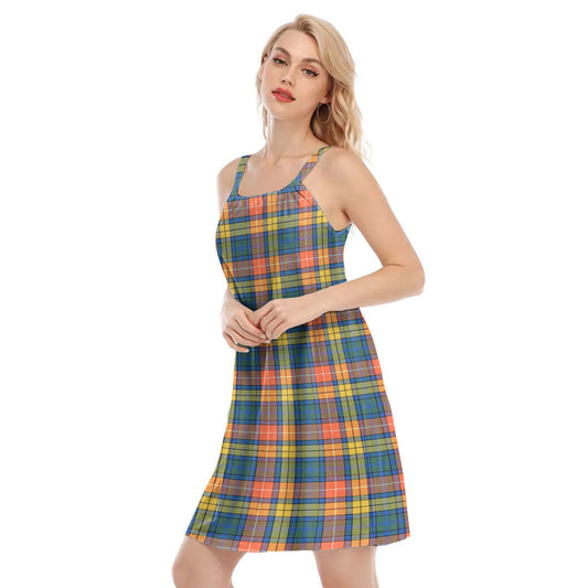 Buchanan Ancient Tartan Plaid O-neck Cami Dress