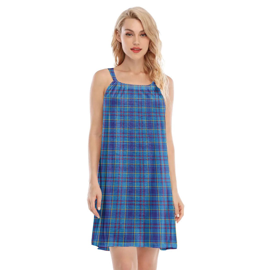 Mercer Modern Tartan Plaid O-neck Cami Dress