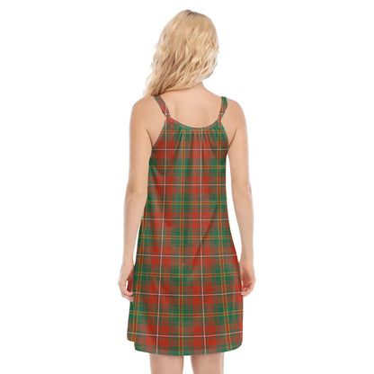 Hay Ancient Tartan Plaid O-neck Cami Dress