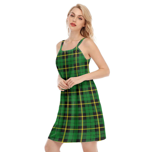 Wallace Hunting Green Tartan Plaid O-neck Cami Dress