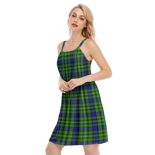 Rollo Modern Tartan Plaid O-neck Cami Dress