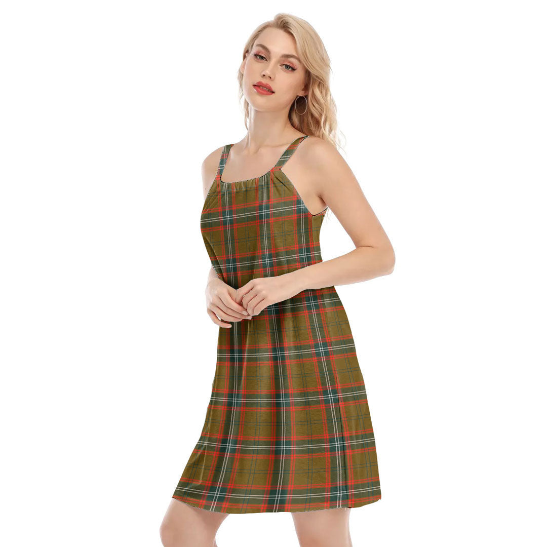 Seton Hunting Modern Tartan Plaid O-neck Cami Dress