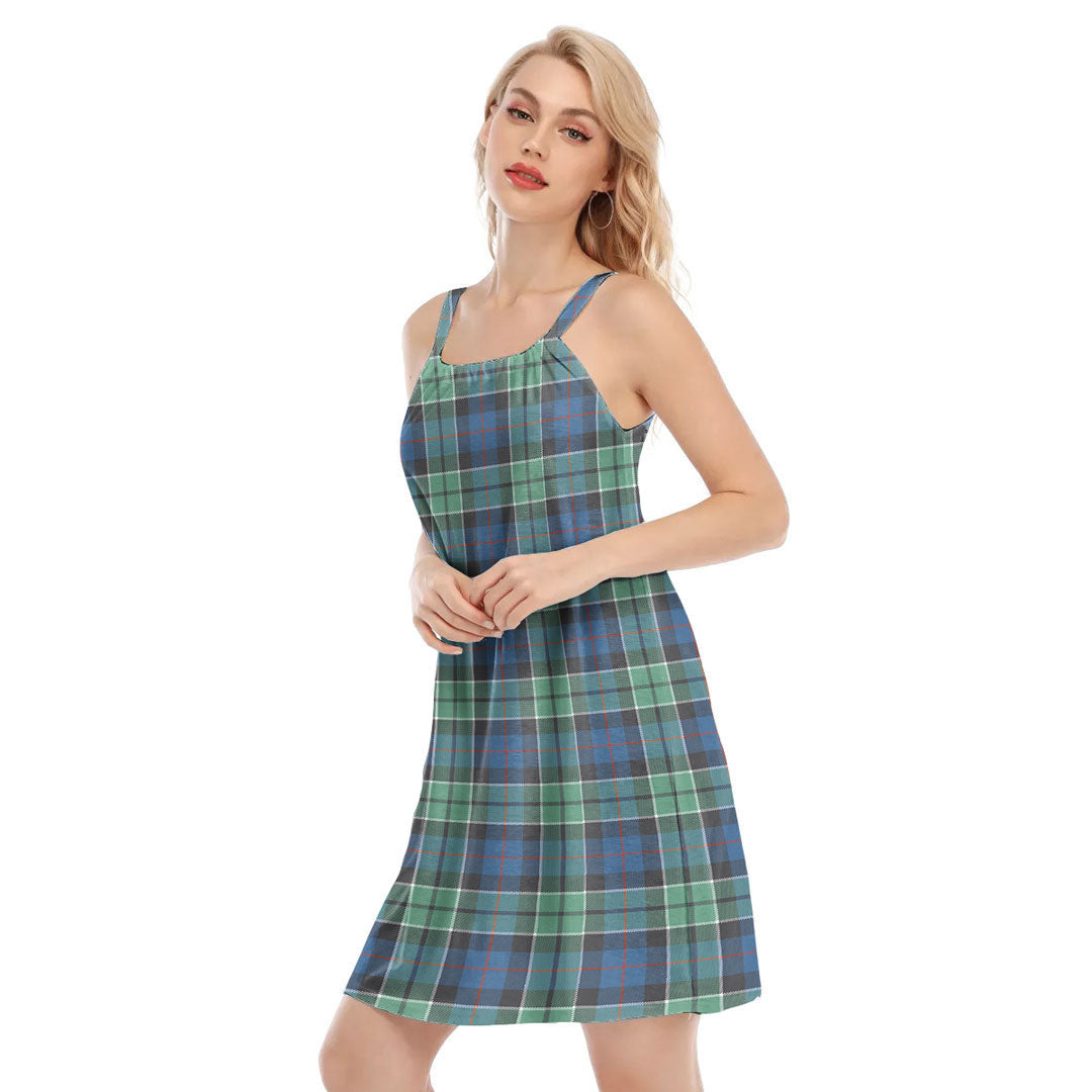 Leslie Hunting Ancient Tartan Plaid O-neck Cami Dress