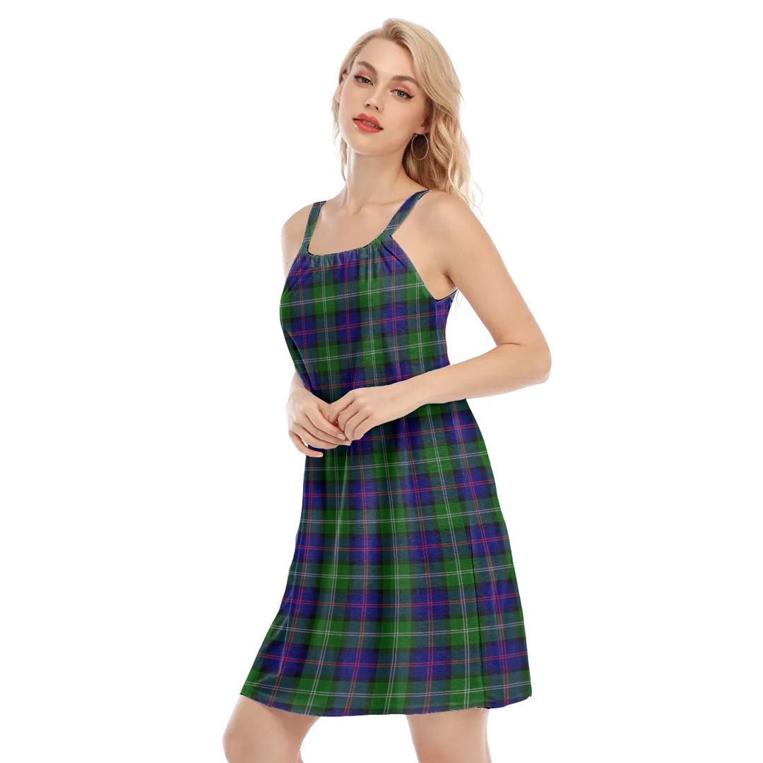 MacThomas Modern Tartan Plaid O-neck Cami Dress