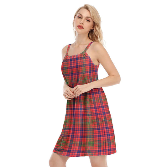 Lumsden Modern Tartan Plaid O-neck Cami Dress